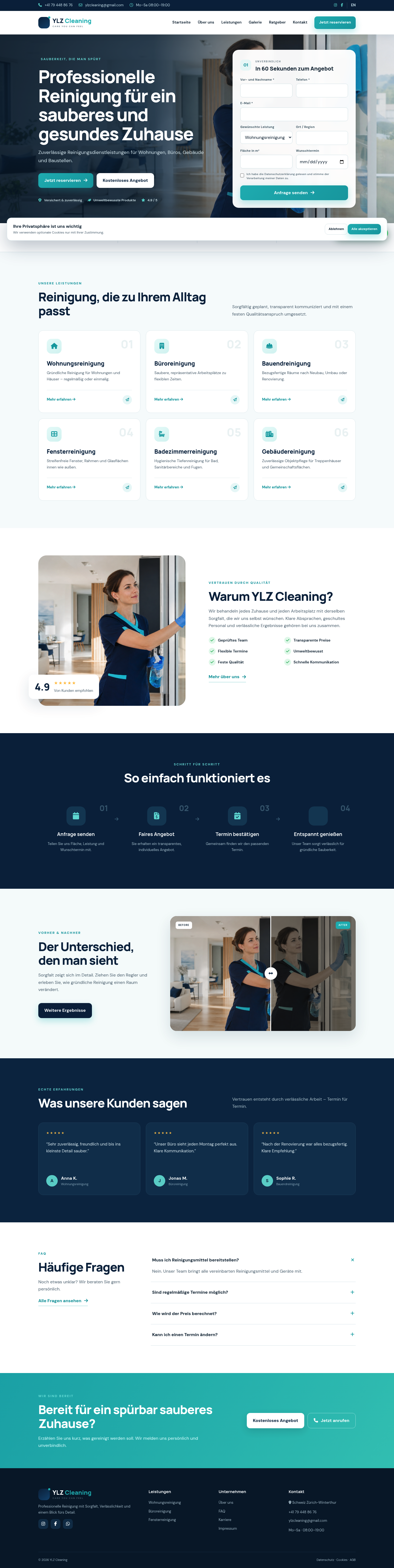YLZ CLEANİNG web sitesi önizlemesi